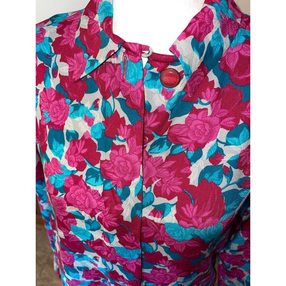 Womens Country Sophisticates by Pendleton Floral Pink Blue Button Down Blouse 8 - Picture 2 of 10